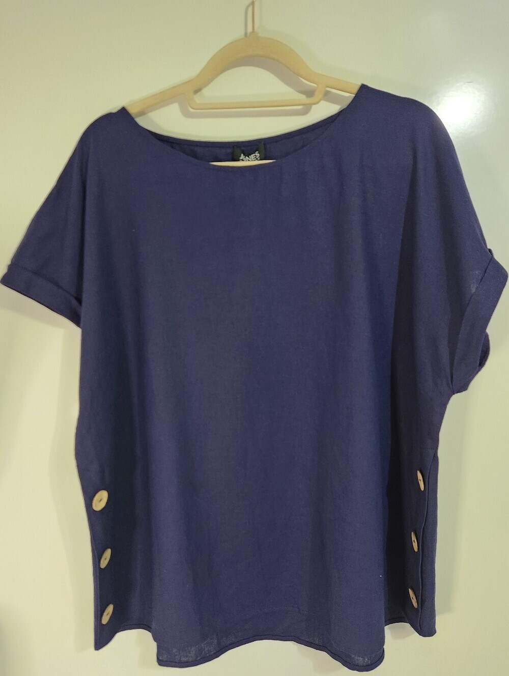Jones Of NY Linen Navy Button-Side Women’s Top, NWT, Size XL